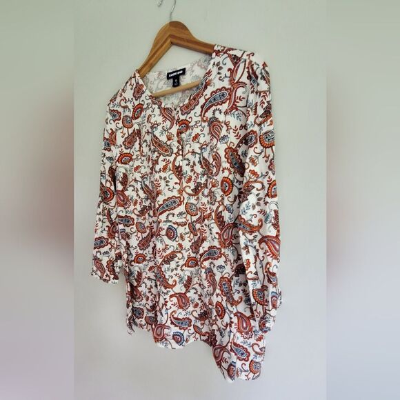 Lands' End Paisley Print Quarter Button Down Women's Top Size XL /18 - Picture 7 of 10